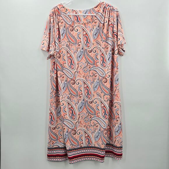 Kim Rogers Pink Floral Short Sleeve Knee Length Dress Curvy Plus 1XL - Picture 1 of 6